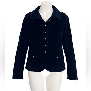 White House Black Market Black Velvet Blazer military style size 8